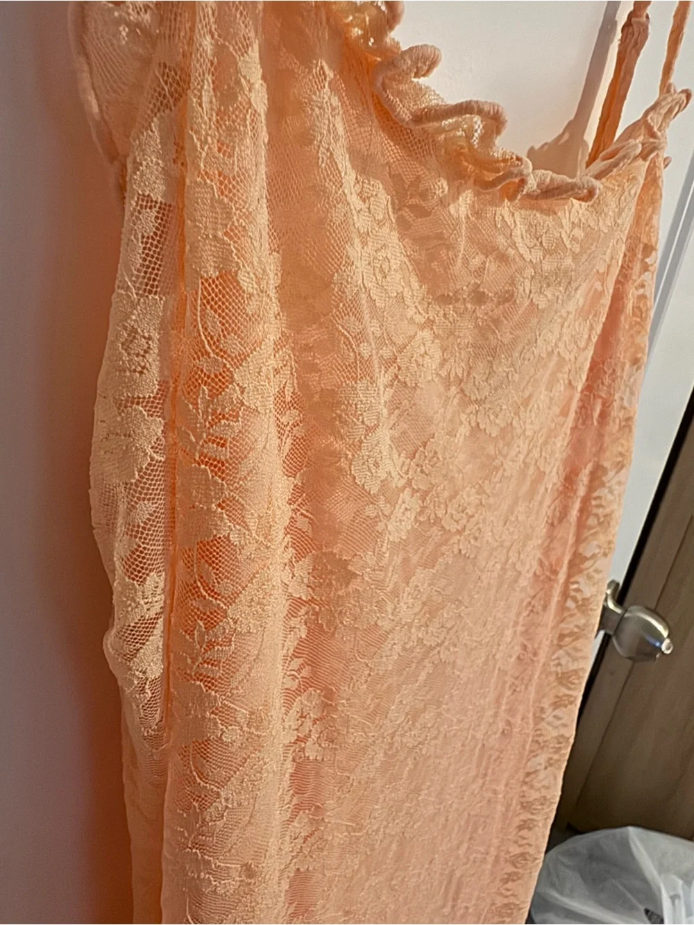 Fit & Flare Lace Peach Midi Dress Size S